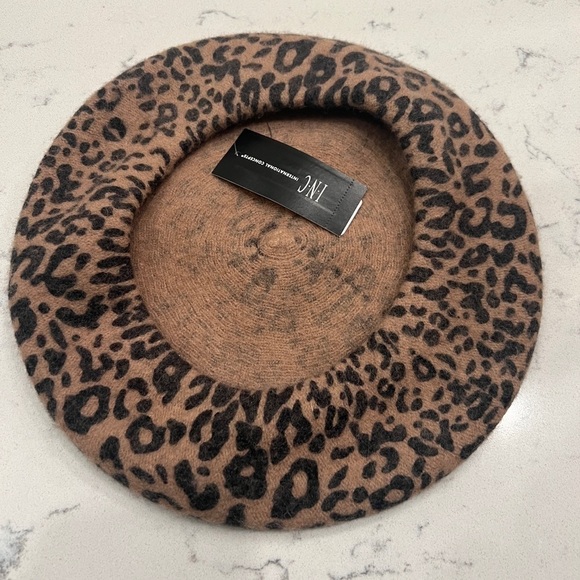 NWT I.N.C International Concepts Women’s Leopard Print Wool Blend Beret hat … - Picture 5 of 7